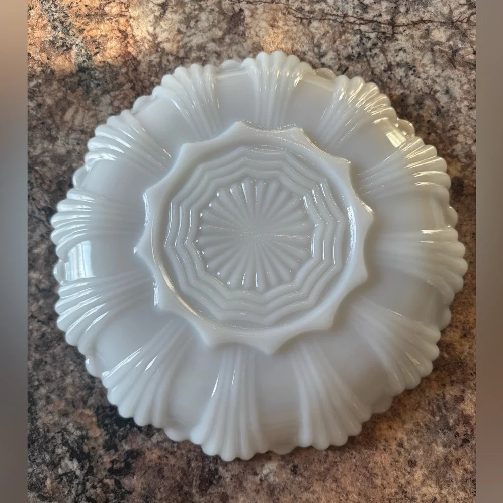 Vintage Anchor Hocking Fire-King Milk Glass Divided Serving Dish